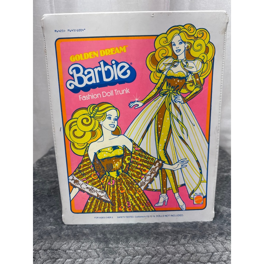 Vintage 1980 Mattel Golden Dream Barbie Fashion Doll Trunk No 1004 White Vinyl